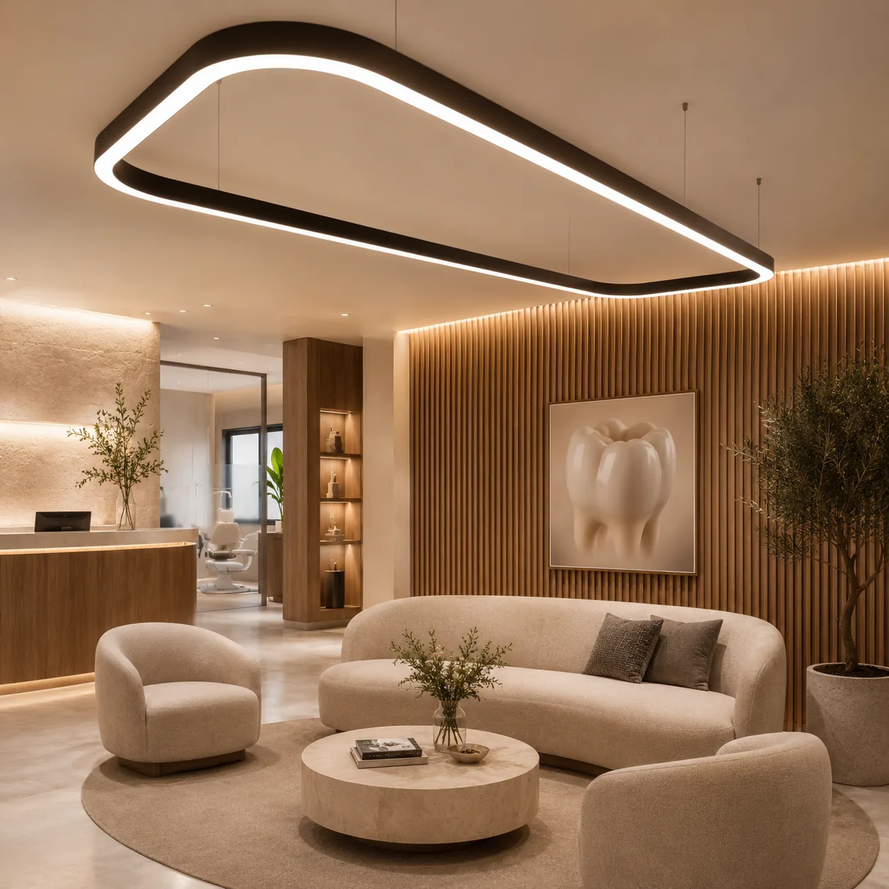 Suspension rectangulaire LED Frame Curve aux angles adoucis